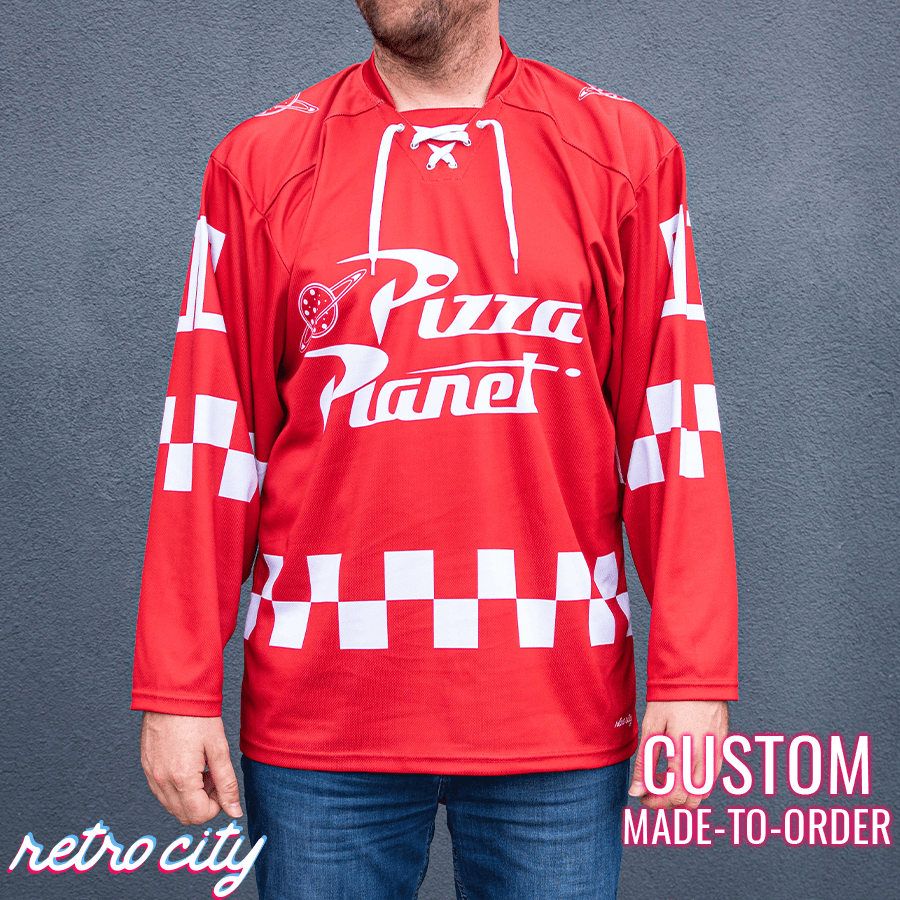 Pizza Planet Hockey Fan Jersey (Red) Hockey Jersey