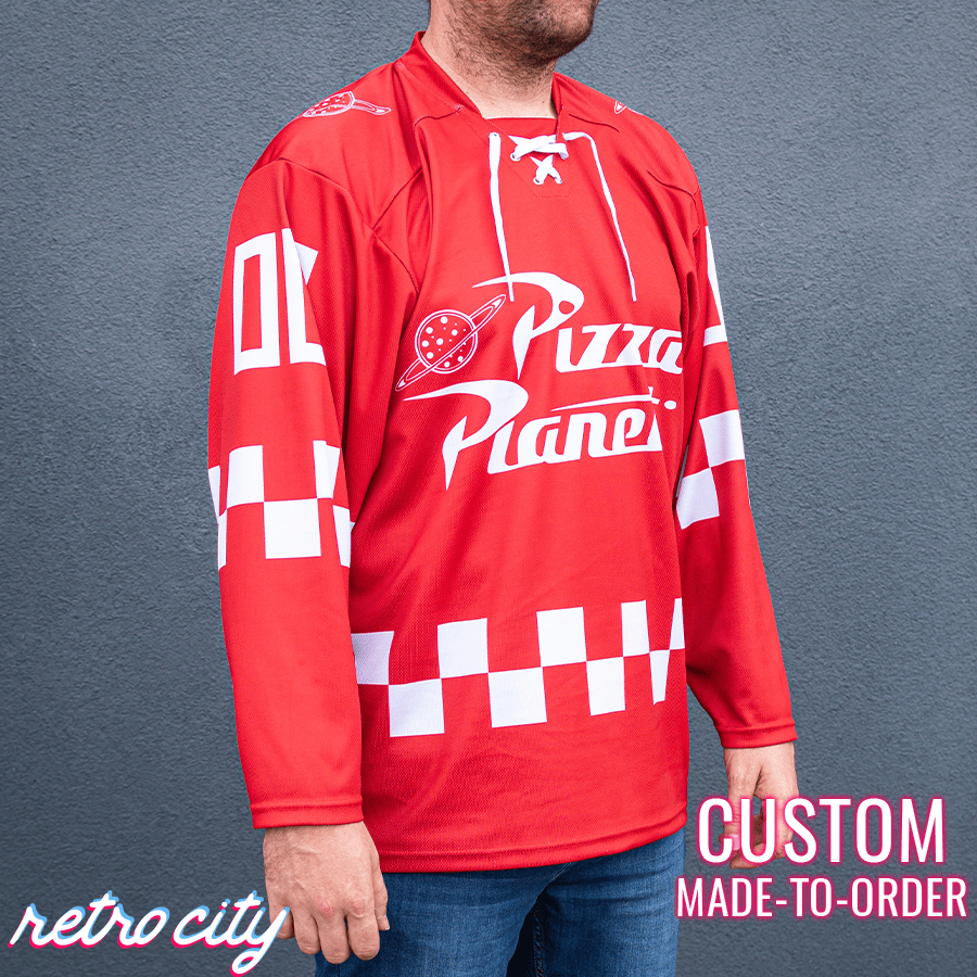 Pizza Planet Hockey Fan Jersey (Red) Hockey Jersey