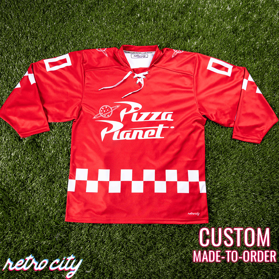 Pizza Planet Hockey Fan Jersey (Red) Hockey Jersey