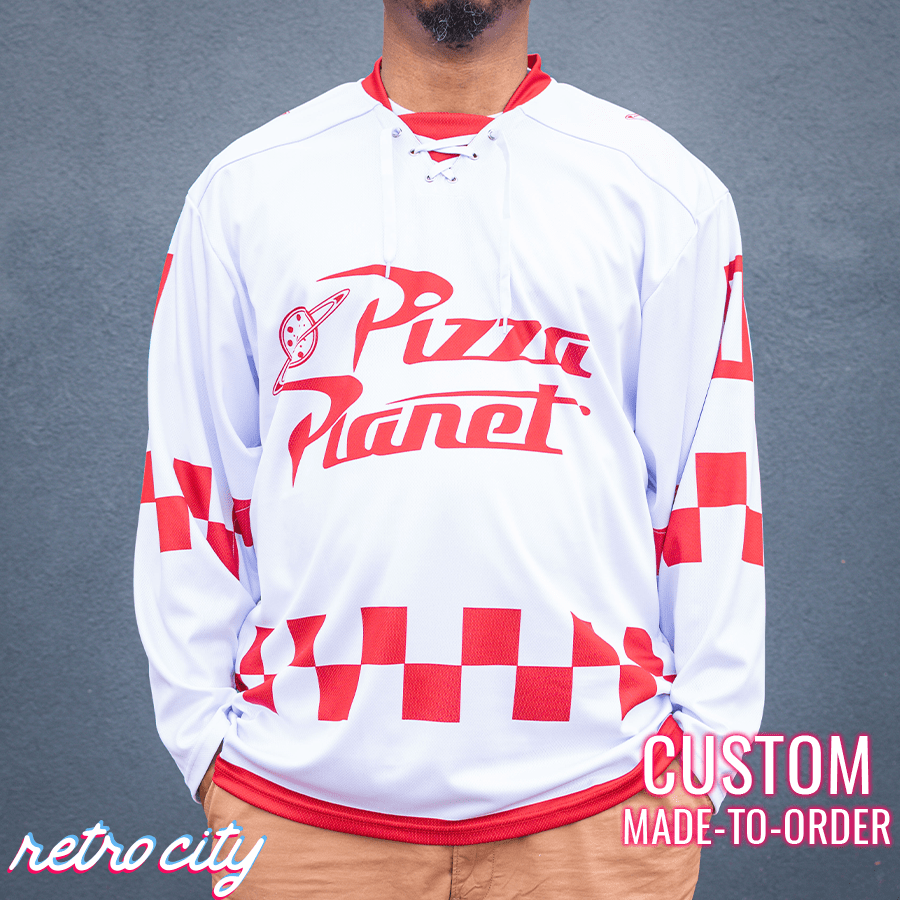 Pizza Planet Hockey Fan Jersey (White) Hockey Jersey
