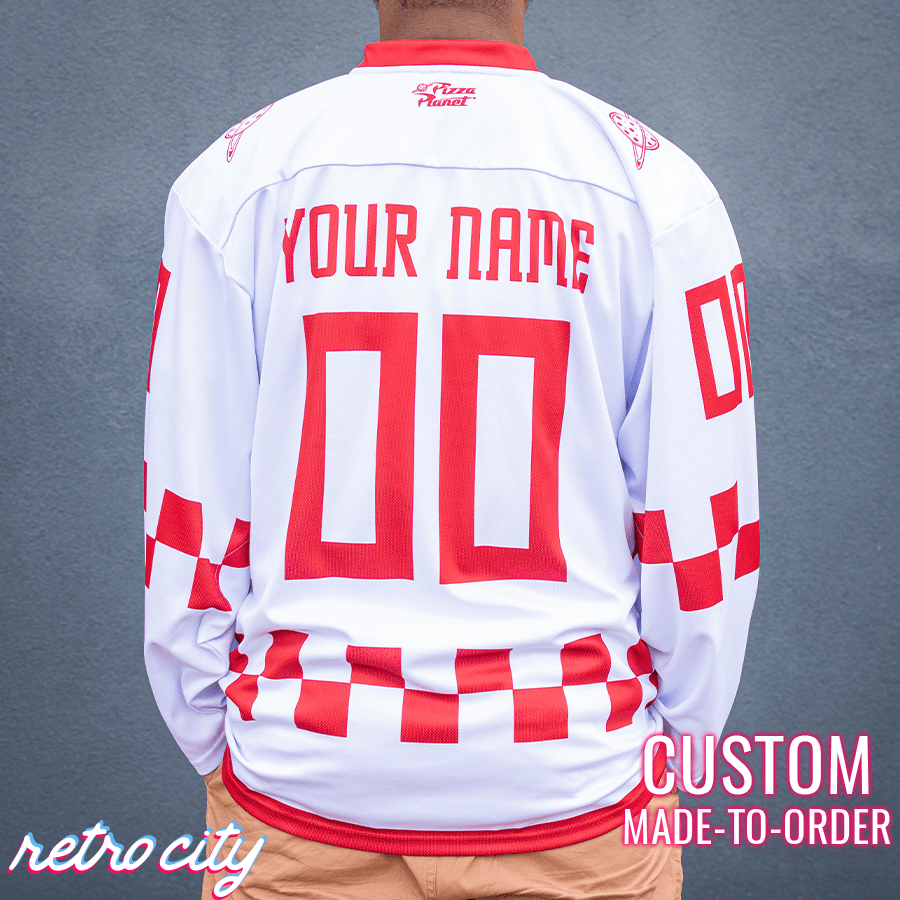 Pizza Planet Hockey Fan Jersey (White) Hockey Jersey