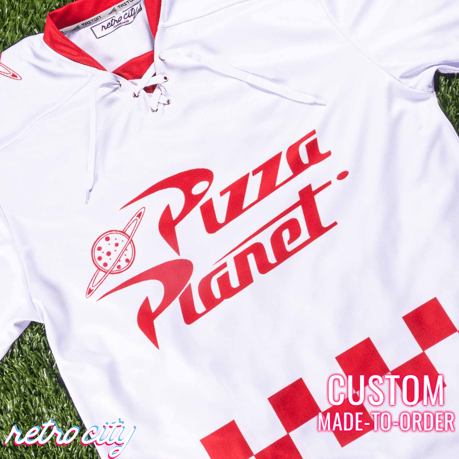 Pizza Planet Hockey Fan Jersey (White) Hockey Jersey