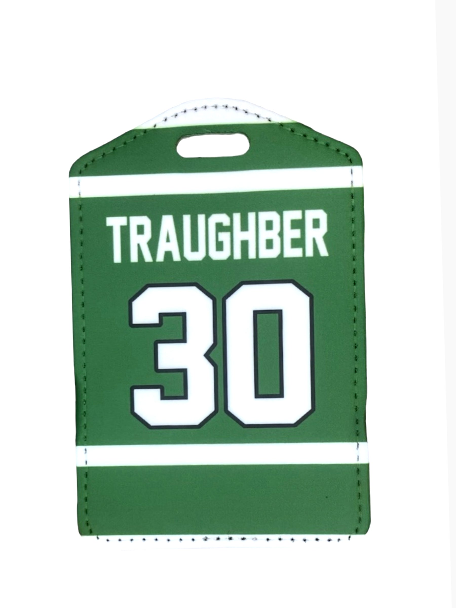 Custom Hockey Bag Tag – Name & Number Green