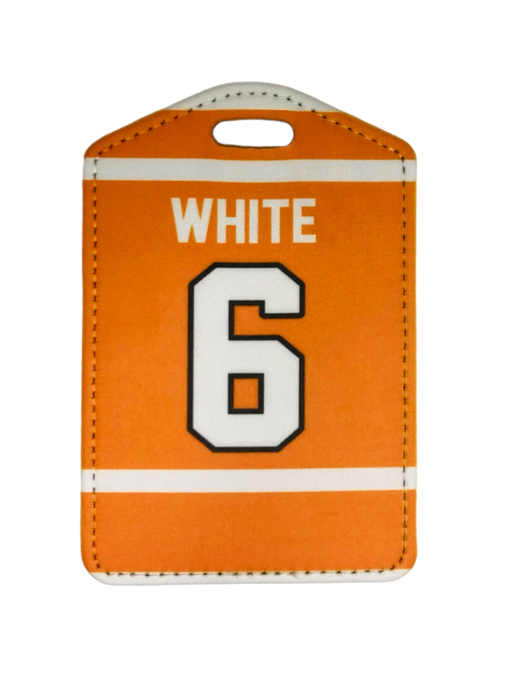 Custom Hockey Bag Tag – Name & Number Orange