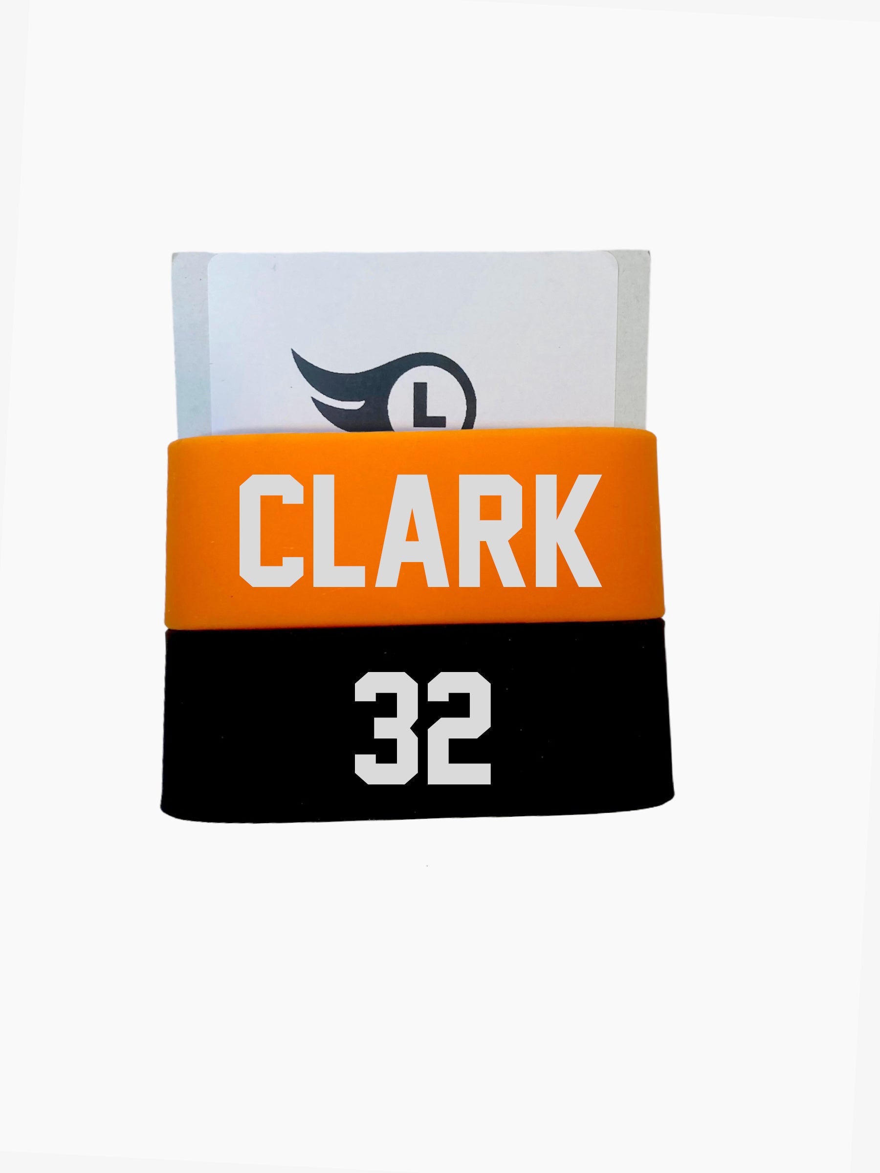 Custom Silicone Water Bottle Band Set – Name & Number (2-Pack) Orange Black