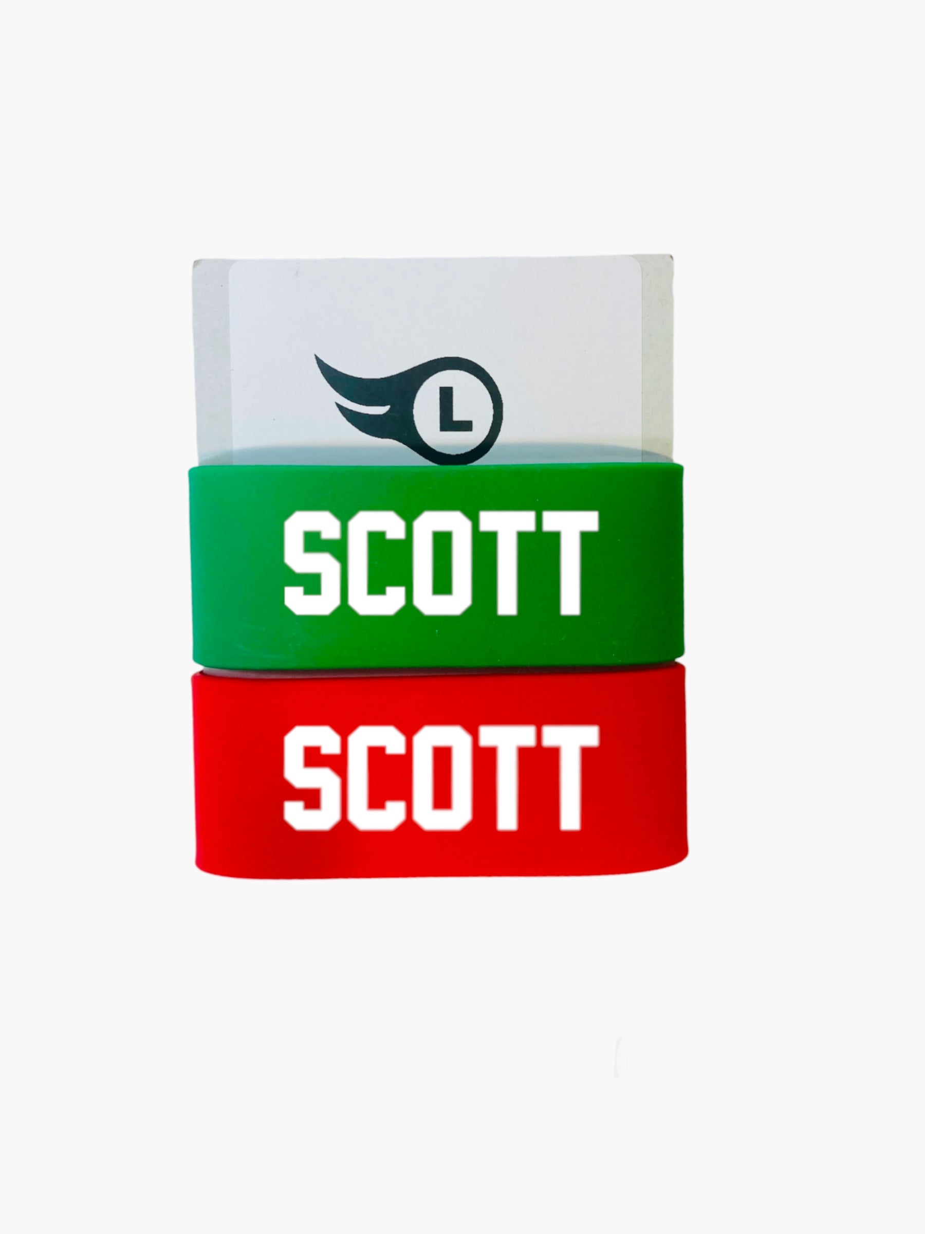 Custom Silicone Water Bottle Band Set – Name & Number (2-Pack) Green Red