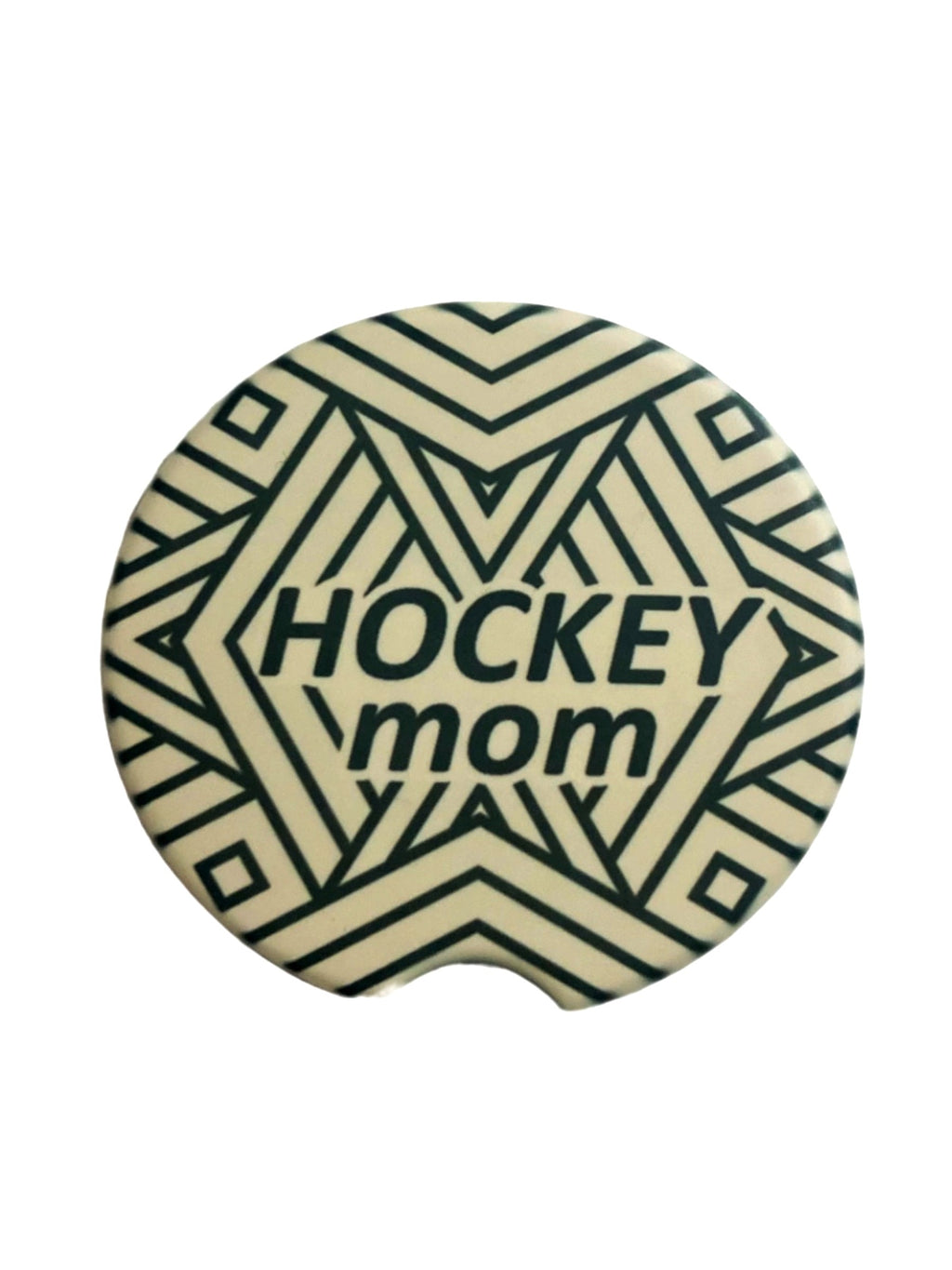 Ceramic Hockey Car Coaster – 2.6” Cup Holder Insert Hockey Mom
