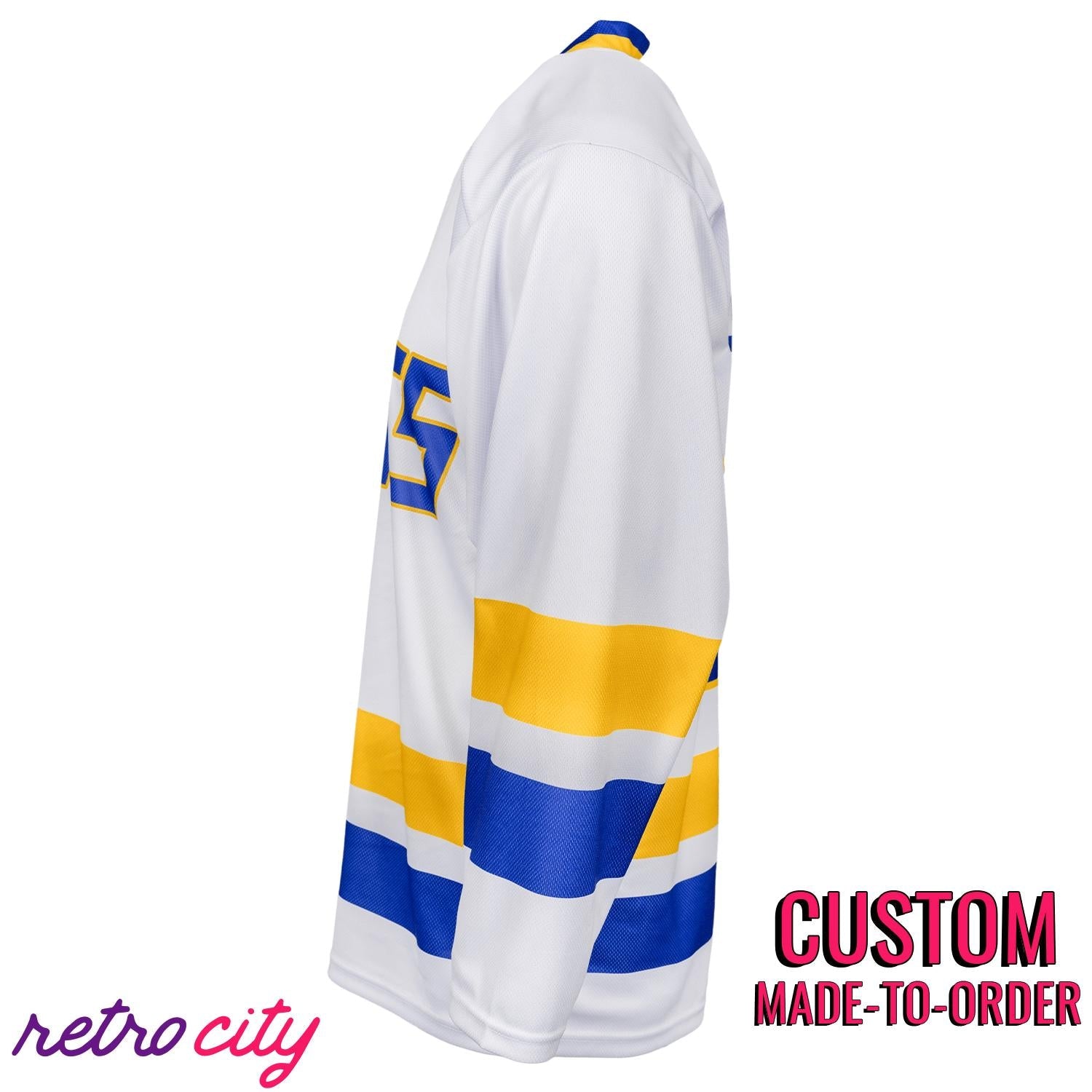 Charlestown Chiefs Slap Shot Hockey Jersey Sweater (White) – by Retro City Threads Hockey Jersey