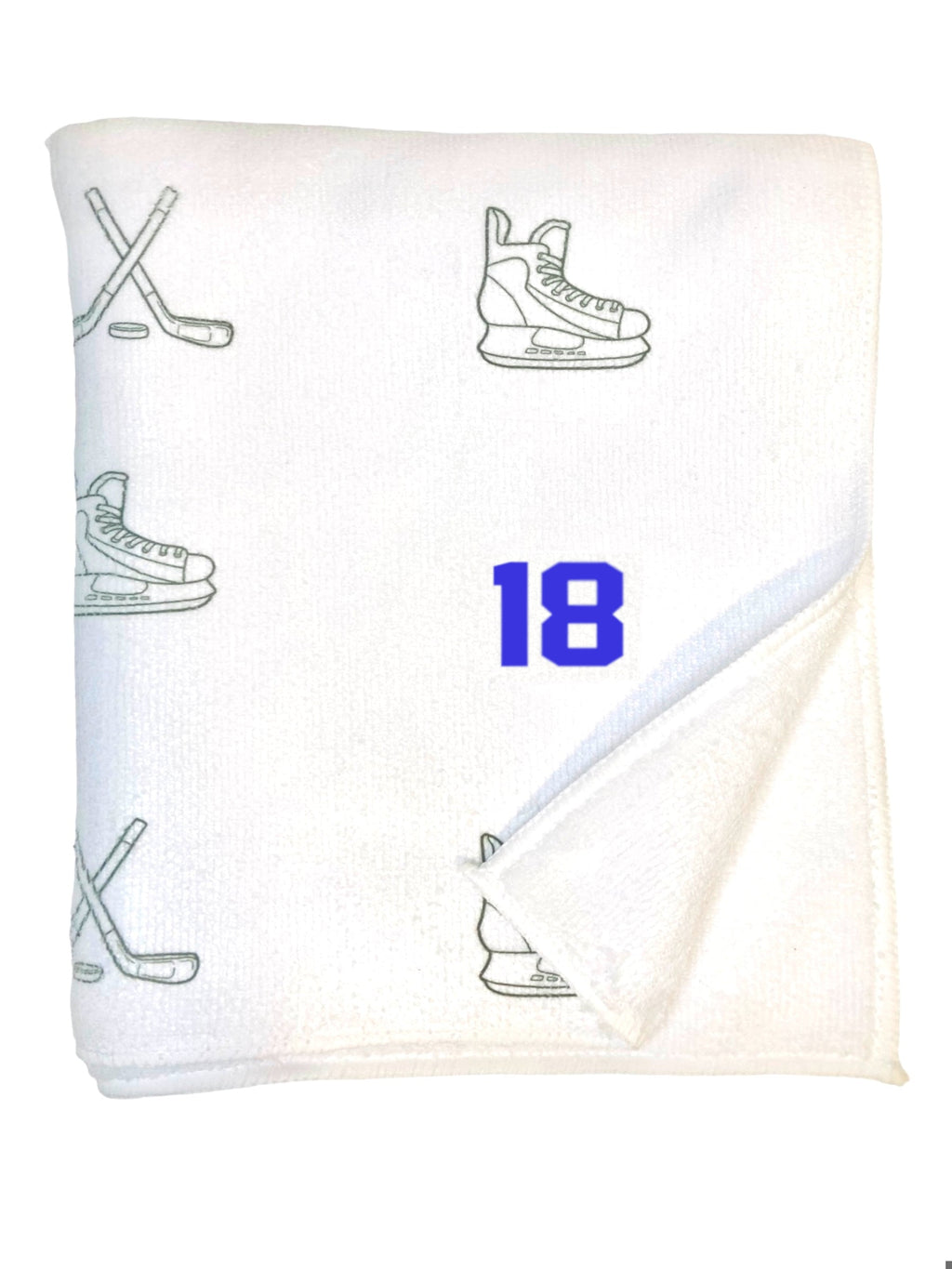 Custom Microfiber Hockey Towel – Add Your Number Blue