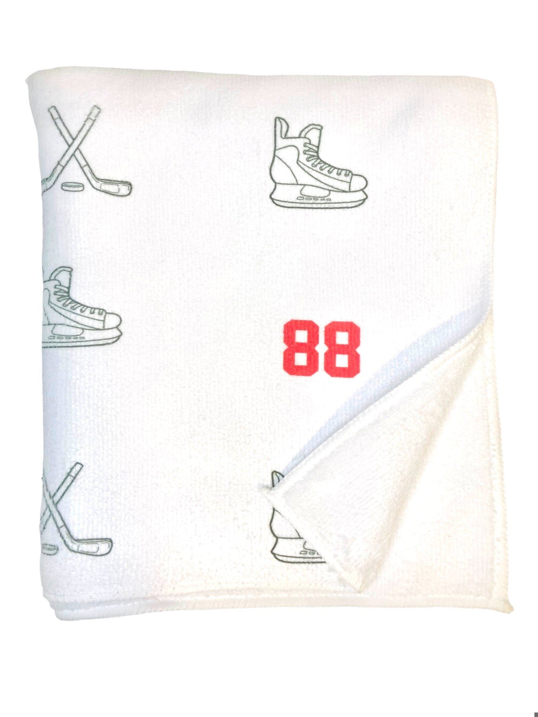 Custom Microfiber Hockey Towel – Add Your Number Red